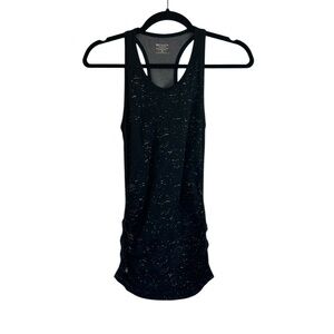 Athleta Speedlight Black Speckle Activewear Racerback Tank Ruched Women’s Sz XS